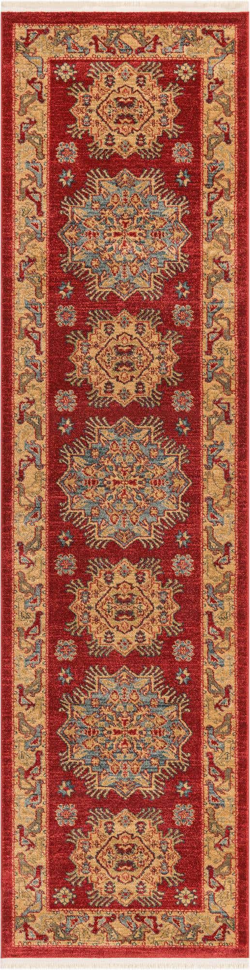 Red 2' 7 x 10' Sahand Runner Area Rug Affordable Easy Clean Traditional Design Durable Carpet for Home Interior Design Living Room Dining Office for Sale at Rug Engine