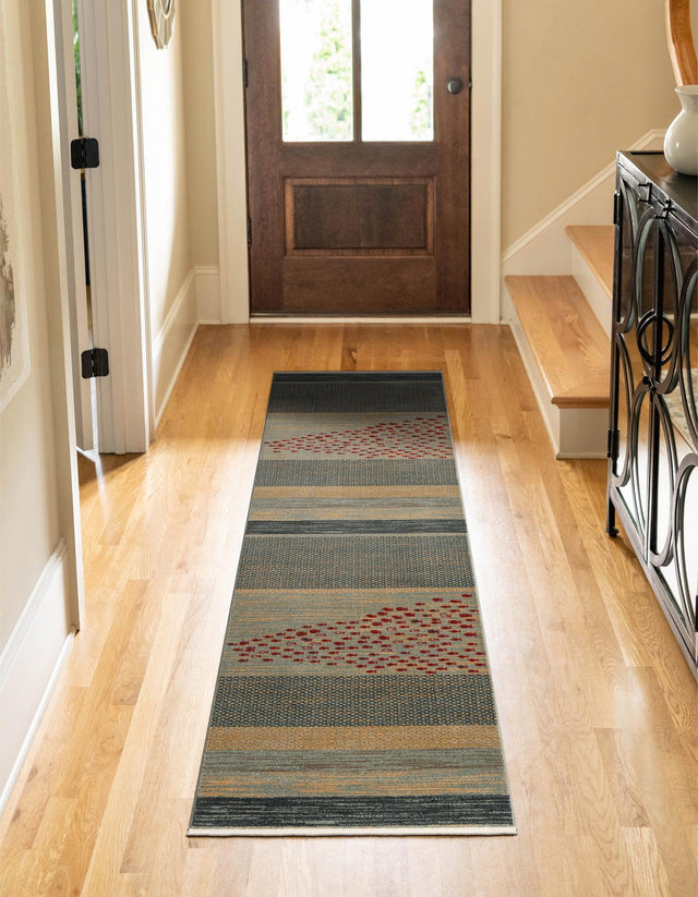 Blue 2' 7 x 19' 8 Fars Runner Area Rug 100% Polypropylene Unique Traditional Carpet for Classical Living, Dining Room & Office Spaces for Sale at Rug Engine