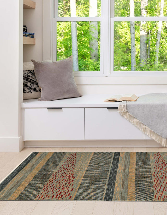 Blue 2' 7 x 12' Fars Runner Area Rug 100% Polypropylene Unique Traditional Carpet for Classical Living, Dining Room & Office Spaces for Sale at Rug Engine