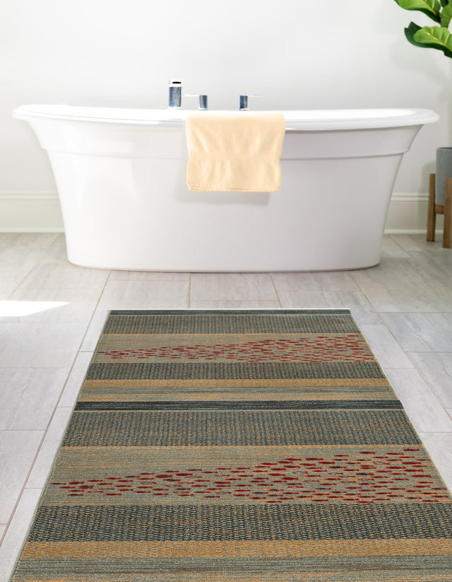 Blue 2' 7 x 19' 8 Fars Runner Area Rug 100% Polypropylene Unique Traditional Carpet for Classical Living, Dining Room & Office Spaces for Sale at Rug Engine