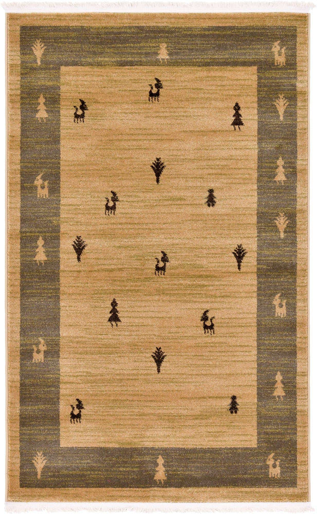Tan 3' 1 x 5' 3 Fars Rectangle Area Rug 100% Polypropylene Unique Traditional Carpet for Classical Living, Dining Room & Office Spaces for Sale at Rug Engine