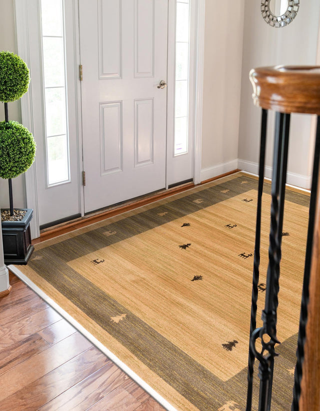 Tan 9' x 12' 2 Fars Rectangle Area Rug 100% Polypropylene Unique Traditional Carpet for Classical Living, Dining Room & Office Spaces for Sale at Rug Engine