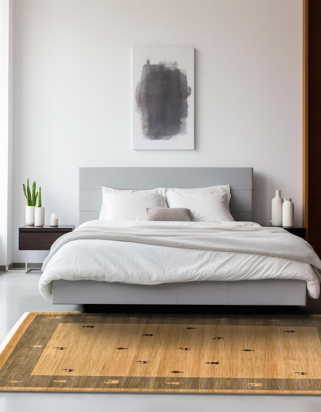 Tan 9' x 12' 2 Fars Rectangle Area Rug 100% Polypropylene Unique Traditional Carpet for Classical Living, Dining Room & Office Spaces for Sale at Rug Engine