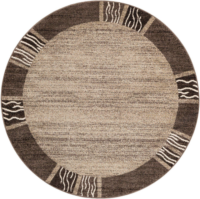 Dark Beige 6' 1 x 6' 1 Del Mar Round Area Rug 100% Polypropylene Easy Clean Stain Resistant Vivid Modern Carpet Mat for Home Decor Interior Designing for Sale at Rug Engine