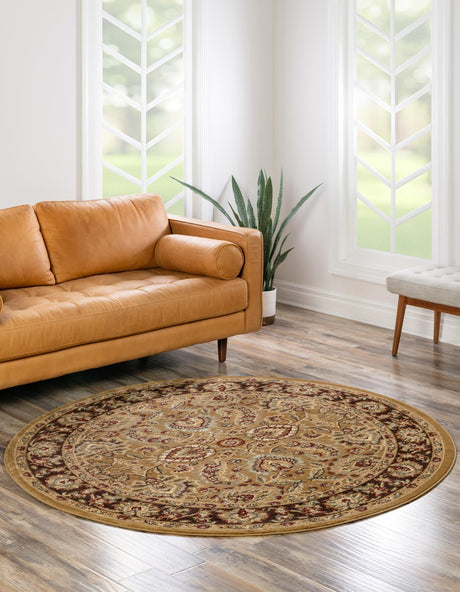 Tan 6' 1 x 6' 1 Voyage Round Area Rug