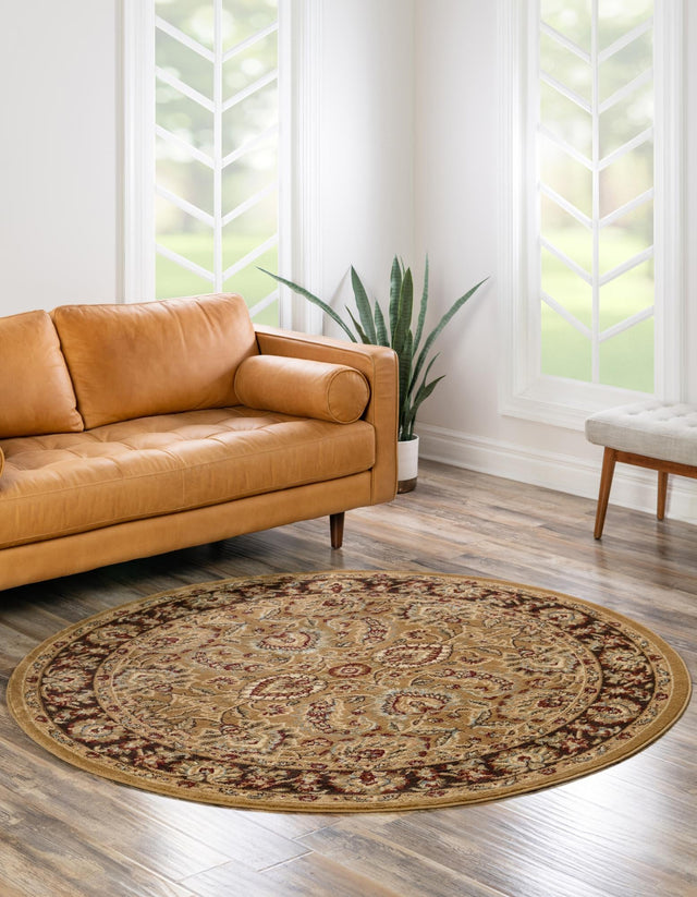 Tan 6' 1 x 6' 1 Voyage Round Area Rug