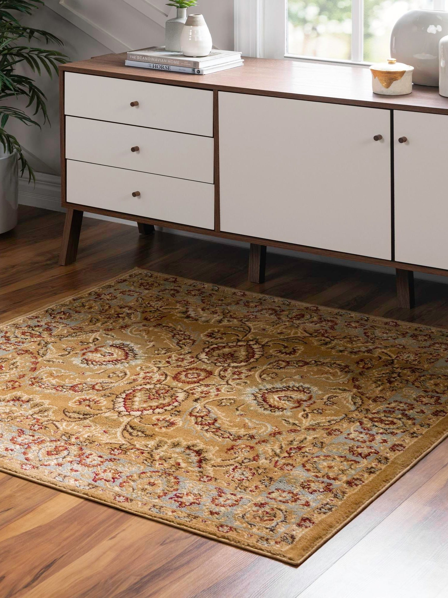 Dark Yellow 4' 1 x 4' 1 Voyage Square Area Rug