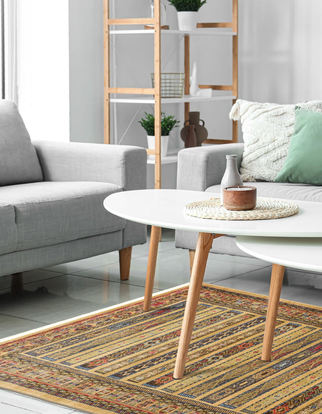 Tan 2' 7 x 10' Fars Runner Area Rug 100% Polypropylene Unique Traditional Carpet for Classical Living, Dining Room & Office Spaces for Sale at Rug Engine