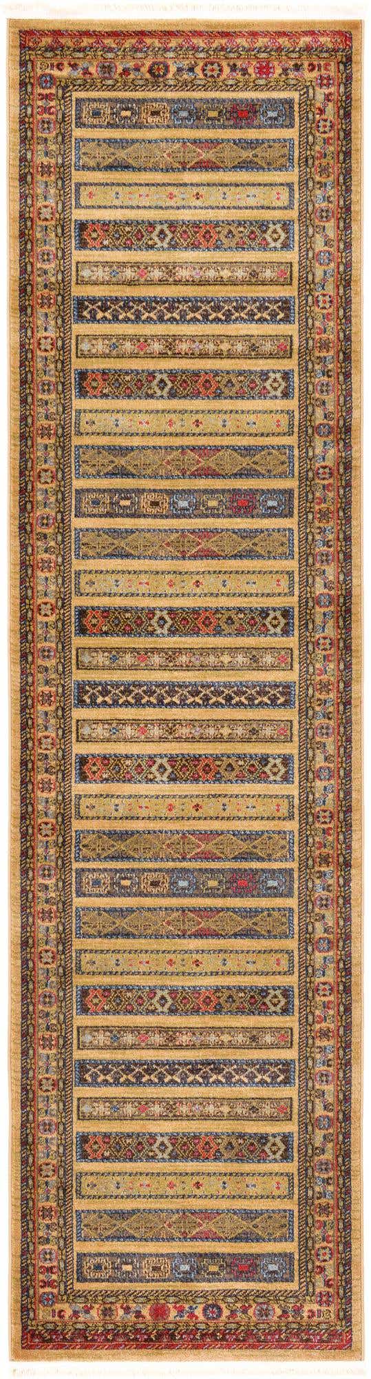 Tan 2' 7 x 10' Fars Runner Area Rug 100% Polypropylene Unique Traditional Carpet for Classical Living, Dining Room & Office Spaces for Sale at Rug Engine