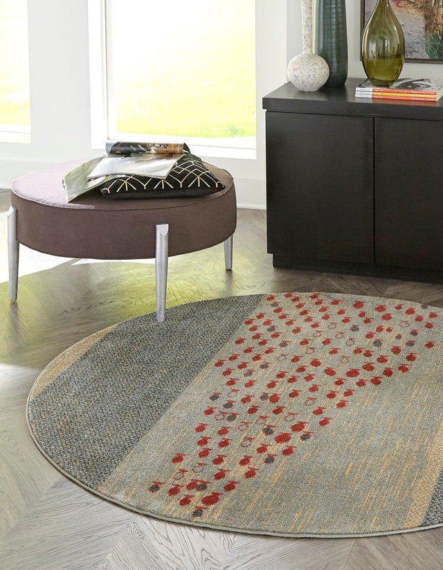 Blue 6' 1 x 6' 1 Fars Round Area Rug 100% Polypropylene Unique Traditional Carpet for Classical Living, Dining Room & Office Spaces for Sale at Rug Engine