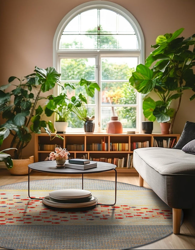 Blue 6' 1 x 6' 1 Fars Round Area Rug 100% Polypropylene Unique Traditional Carpet for Classical Living, Dining Room & Office Spaces for Sale at Rug Engine