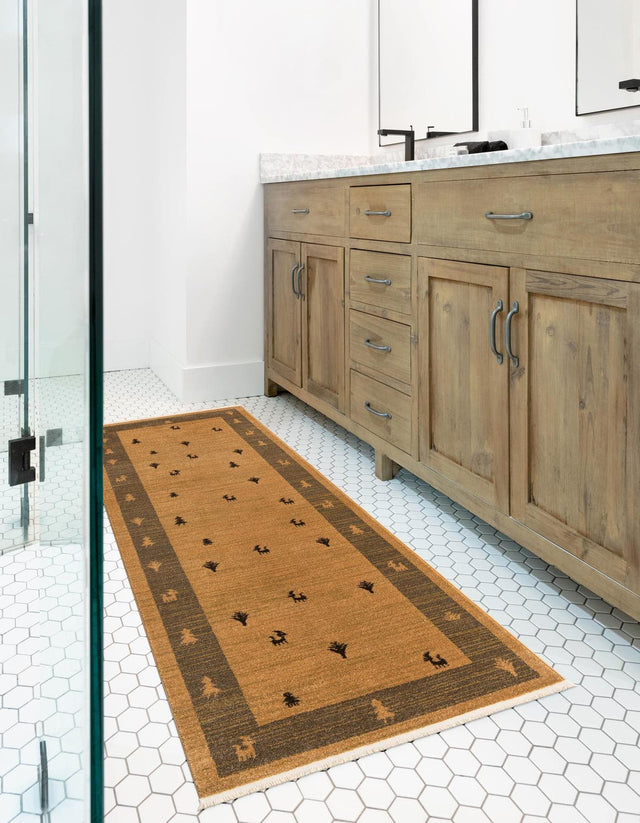 Tan 2' 7 x 10' Fars Runner Area Rug 100% Polypropylene Unique Traditional Carpet for Classical Living, Dining Room & Office Spaces for Sale at Rug Engine