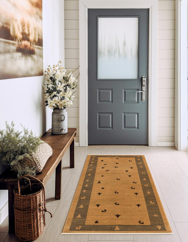 Tan 2' 7 x 10' Fars Runner Area Rug 100% Polypropylene Unique Traditional Carpet for Classical Living, Dining Room & Office Spaces for Sale at Rug Engine