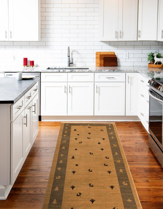 Tan 2' 7 x 10' Fars Runner Area Rug 100% Polypropylene Unique Traditional Carpet for Classical Living, Dining Room & Office Spaces for Sale at Rug Engine