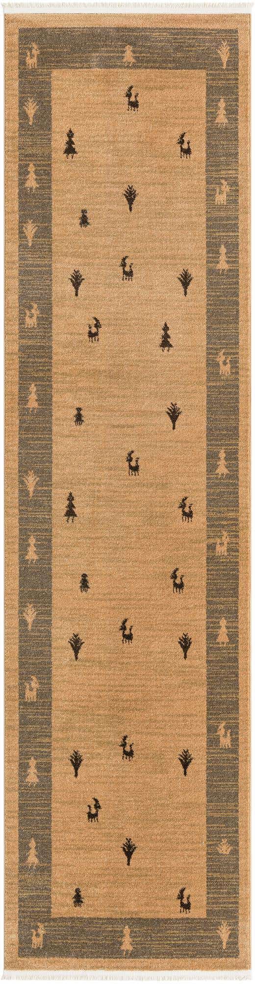 Tan 2' 7 x 10' Fars Runner Area Rug 100% Polypropylene Unique Traditional Carpet for Classical Living, Dining Room & Office Spaces for Sale at Rug Engine