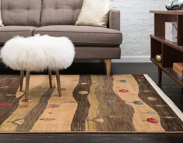 Tan 5' 1 x 8' Fars Rectangle Area Rug 100% Polypropylene Unique Traditional Carpet for Classical Living, Dining Room & Office Spaces for Sale at Rug Engine