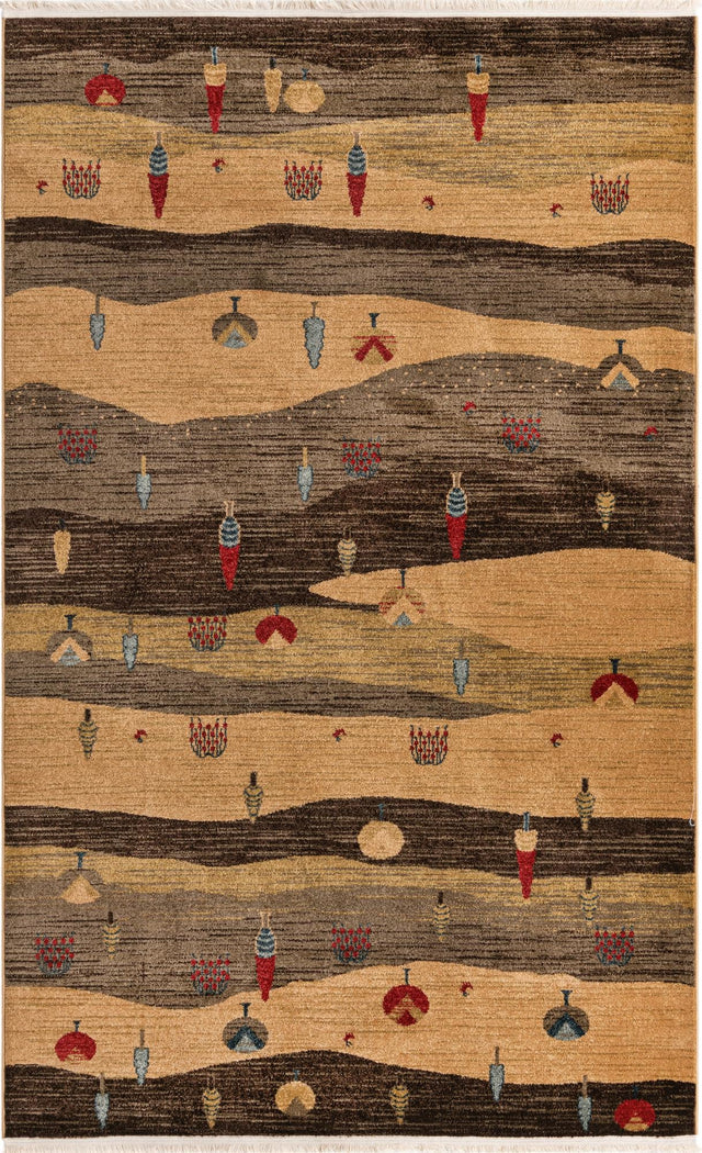 Tan 5' 1 x 8' Fars Rectangle Area Rug 100% Polypropylene Unique Traditional Carpet for Classical Living, Dining Room & Office Spaces for Sale at Rug Engine