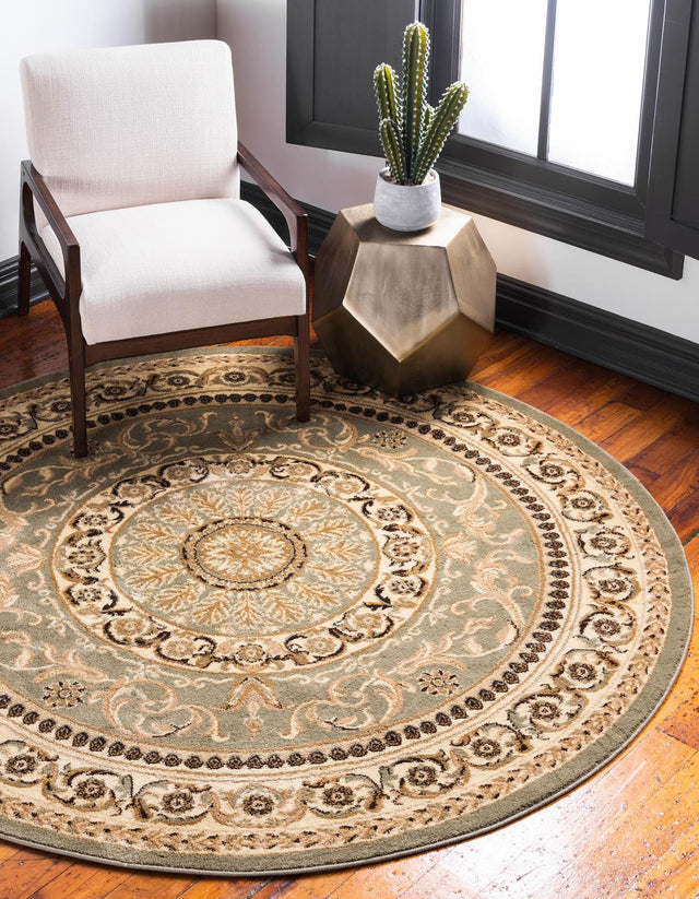 Light Green 6' 1 x 6' 1 Versailles Round Area Rug
