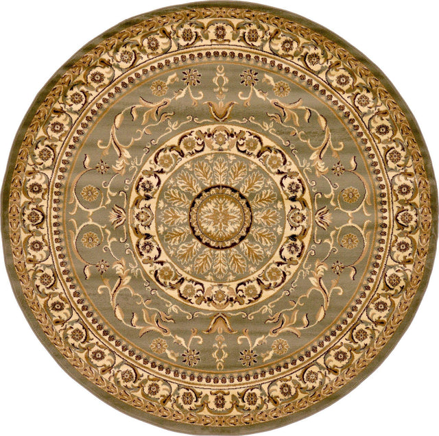 Light Green 7' 10 x 7' 10 Versailles Round Area Rug
