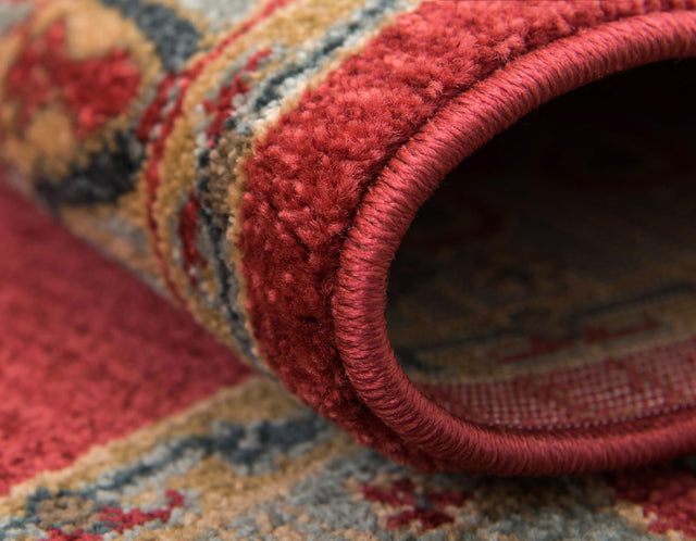 Red 6' 1 x 6' 1 Fars Round Area Rug 100% Polypropylene Unique Traditional Carpet for Classical Living, Dining Room & Office Spaces for Sale at Rug Engine