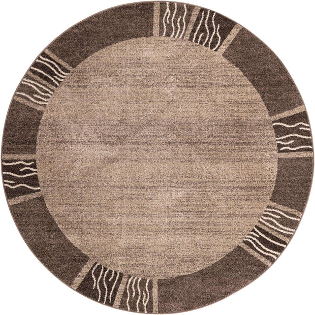 Dark Beige 7' 10 x 7' 10 Del Mar Round Area Rug 100% Polypropylene Easy Clean Stain Resistant Vivid Modern Carpet Mat for Home Decor Interior Designing for Sale at Rug Engine