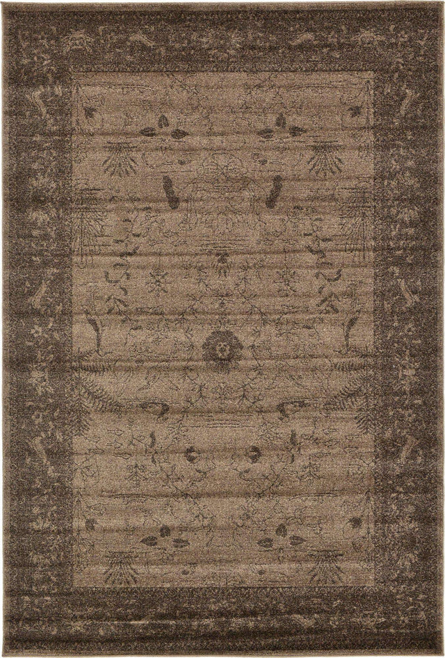 Brown 6' 1 x 9' La Jolla Rectangle Area Rug 100% Polypropylene Traditional Pattern Easy Clean Carpet for Living, Dining, Bedroom, Office for Sale at Rug Engine