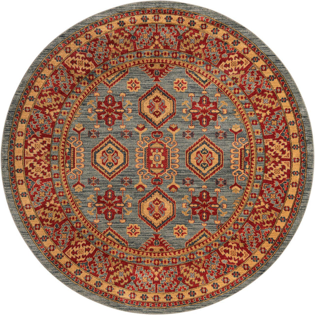 Light Blue 8' x 8' Sahand Round Area Rug Affordable Easy Clean Traditional Design Durable Carpet for Home Interior Design Living Room Dining Office for Sale at Rug Engine