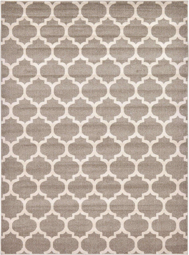 Light Brown 7' 10 x 11' Trellis Rectangle Area Rug