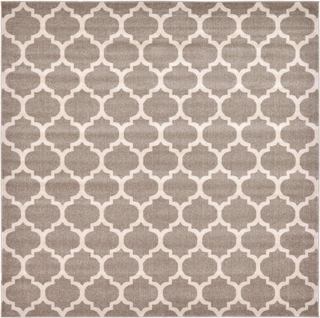 Light Brown 10' x 10' Trellis Square Area Rug