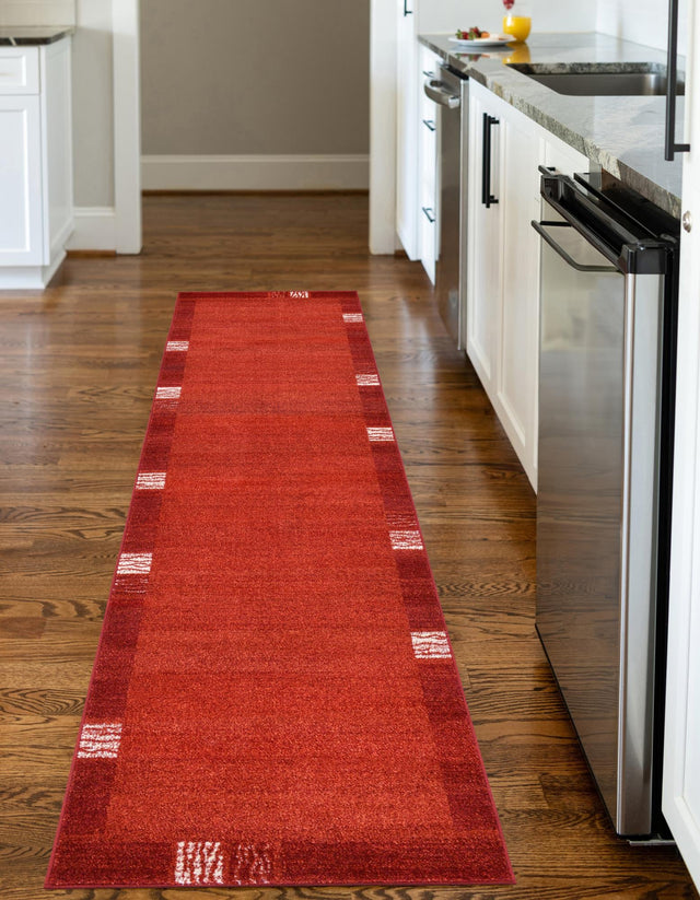 Terracotta 2' 7 x 10' Del Mar Runner Area Rug 100% Polypropylene Easy Clean Stain Resistant Vivid Modern Carpet Mat for Home Decor Interior Designing for Sale at Rug Engine