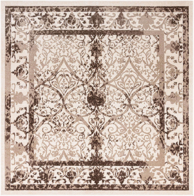 Beige 10' x 10' La Jolla Square Area Rug 100% Polypropylene Traditional Pattern Easy Clean Carpet for Living, Dining, Bedroom, Office for Sale at Rug Engine