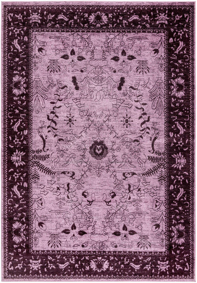 Purple 7' 10 x 11' La Jolla Rectangle Area Rug 100% Polypropylene Traditional Pattern Easy Clean Carpet for Living, Dining, Bedroom, Office for Sale at Rug Engine