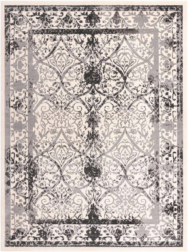 Ivory and Gray 10' x 13' 1 La Jolla Rectangle Area Rug 100% Polypropylene Traditional Pattern Easy Clean Carpet for Living, Dining, Bedroom, Office for Sale at Rug Engine