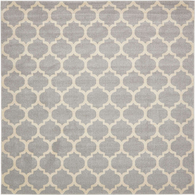 Light Gray 10' x 10' Trellis Square Area Rug
