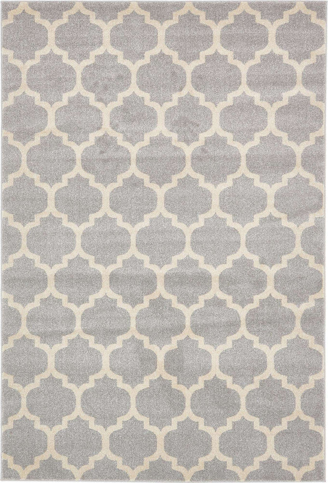 Light Gray 6' 1 x 9' Trellis Rectangle Area Rug
