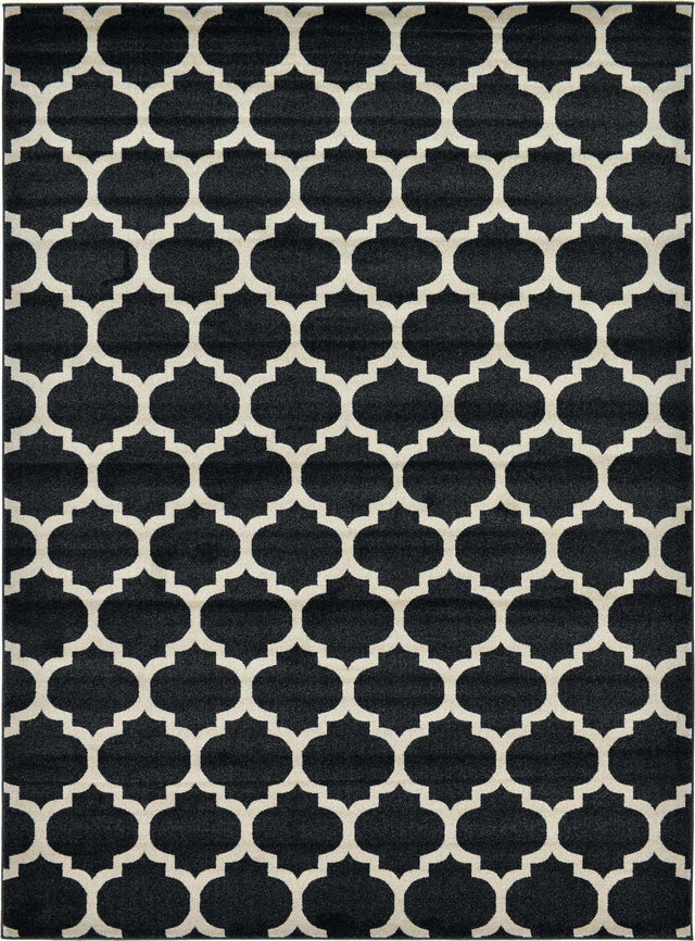 Black 7' 10 x 11' Trellis Rectangle Area Rug