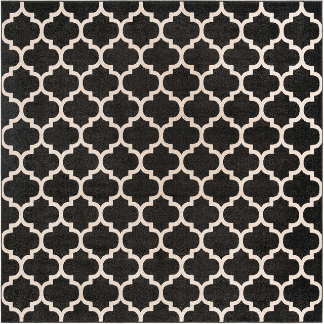 Black 10' x 10' Trellis Square Area Rug
