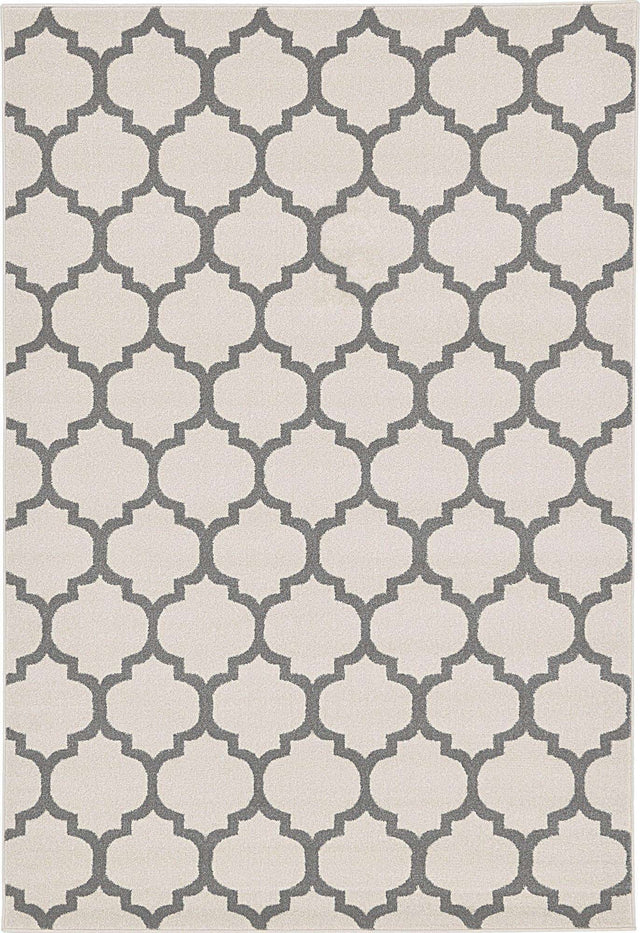 Beige and Gray 6' 1 x 9' Trellis Rectangle Area Rug