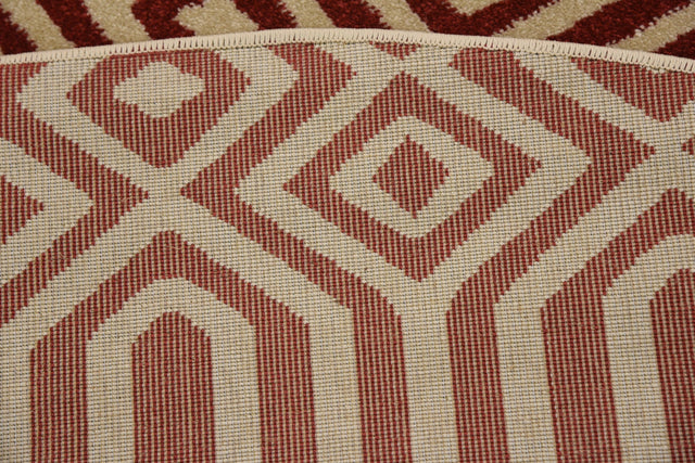 Red 6' 1 x 6' 1 Trellis Round Area Rug