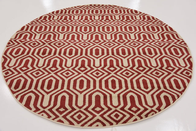 Red 6' 1 x 6' 1 Trellis Round Area Rug