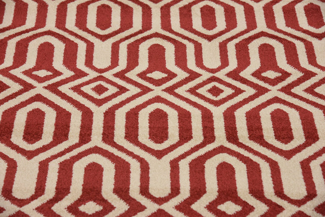 Red 6' 1 x 6' 1 Trellis Round Area Rug