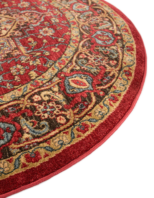 Red 5' 1 x 5' 1 Sahand Round Area Rug Affordable Easy Clean Traditional Design Durable Carpet for Home Interior Design Living Room Dining Office for Sale at Rug Engine