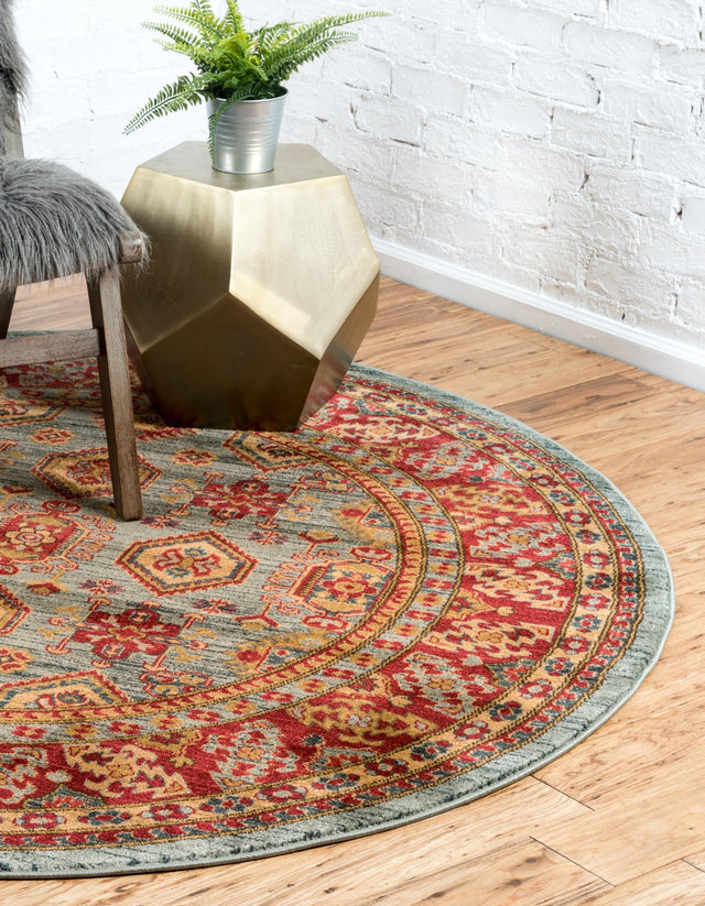 Light Blue 5' 1 x 5' 1 Sahand Round Area Rug Affordable Easy Clean Traditional Design Durable Carpet for Home Interior Design Living Room Dining Office for Sale at Rug Engine