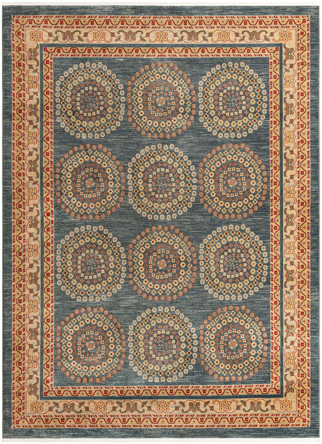 Blue 9' x 12' Fars Rectangle Area Rug 100% Polypropylene Unique Traditional Carpet for Classical Living, Dining Room & Office Spaces for Sale at Rug Engine