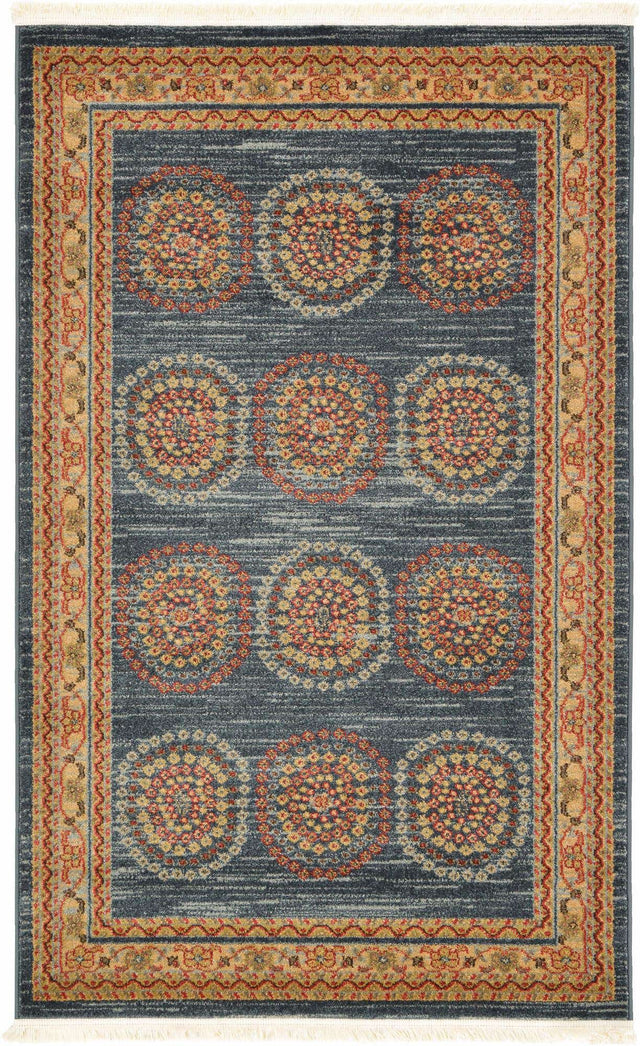 Blue 3' 1 x 5' 3 Fars Rectangle Area Rug 100% Polypropylene Unique Traditional Carpet for Classical Living, Dining Room & Office Spaces for Sale at Rug Engine