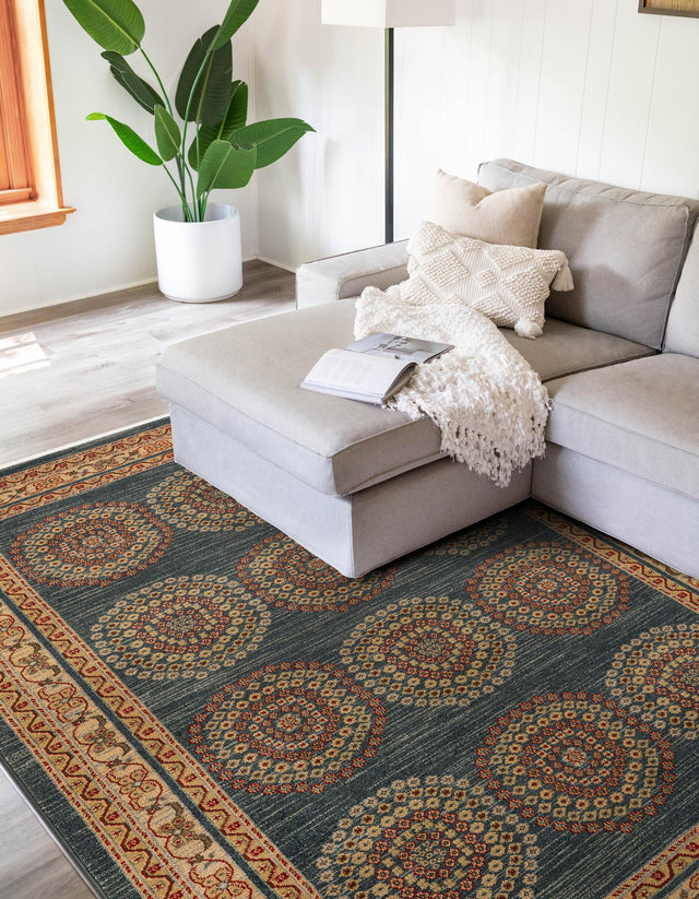 Blue 7' 1 x 10' Fars Rectangle Area Rug 100% Polypropylene Unique Traditional Carpet for Classical Living, Dining Room & Office Spaces for Sale at Rug Engine