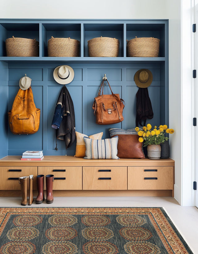 Blue 8' x 10' Fars Rectangle Area Rug 100% Polypropylene Unique Traditional Carpet for Classical Living, Dining Room & Office Spaces for Sale at Rug Engine