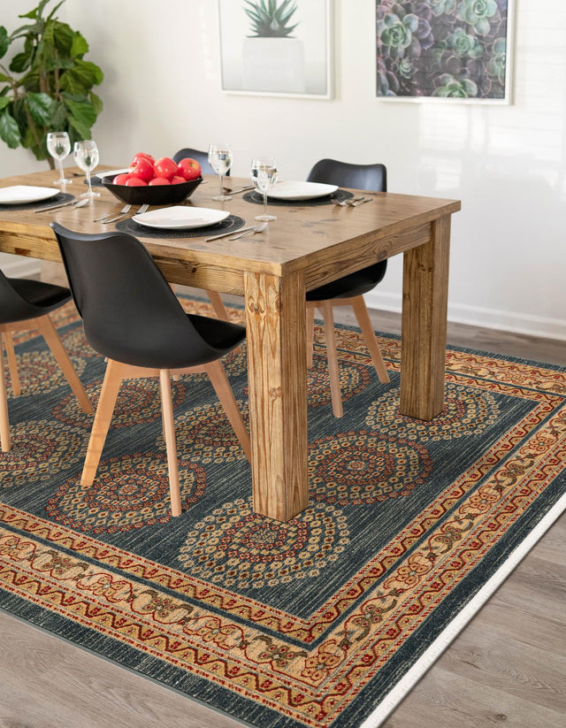 Blue 10' 6 x 16' 5 Fars Rectangle Area Rug 100% Polypropylene Unique Traditional Carpet for Classical Living, Dining Room & Office Spaces for Sale at Rug Engine