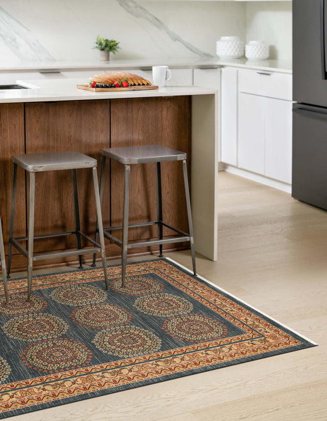 Blue 8' x 10' Fars Rectangle Area Rug 100% Polypropylene Unique Traditional Carpet for Classical Living, Dining Room & Office Spaces for Sale at Rug Engine