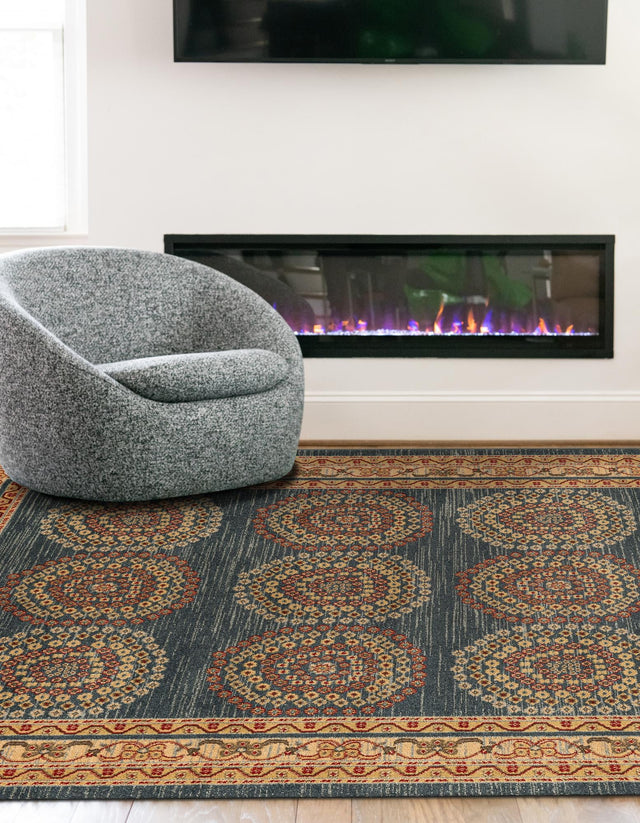 Blue 8' x 10' Fars Rectangle Area Rug 100% Polypropylene Unique Traditional Carpet for Classical Living, Dining Room & Office Spaces for Sale at Rug Engine
